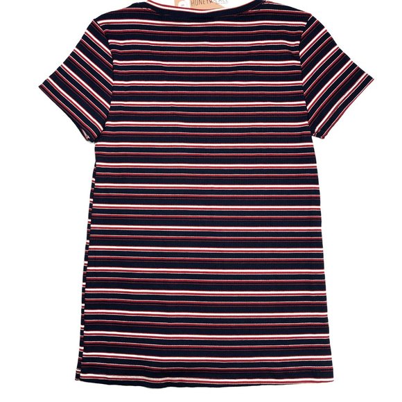 Honey and Lace Dixon Tee Red White & Blue Stripes Ribbed Material Small New NWT - Picture 4 of 5